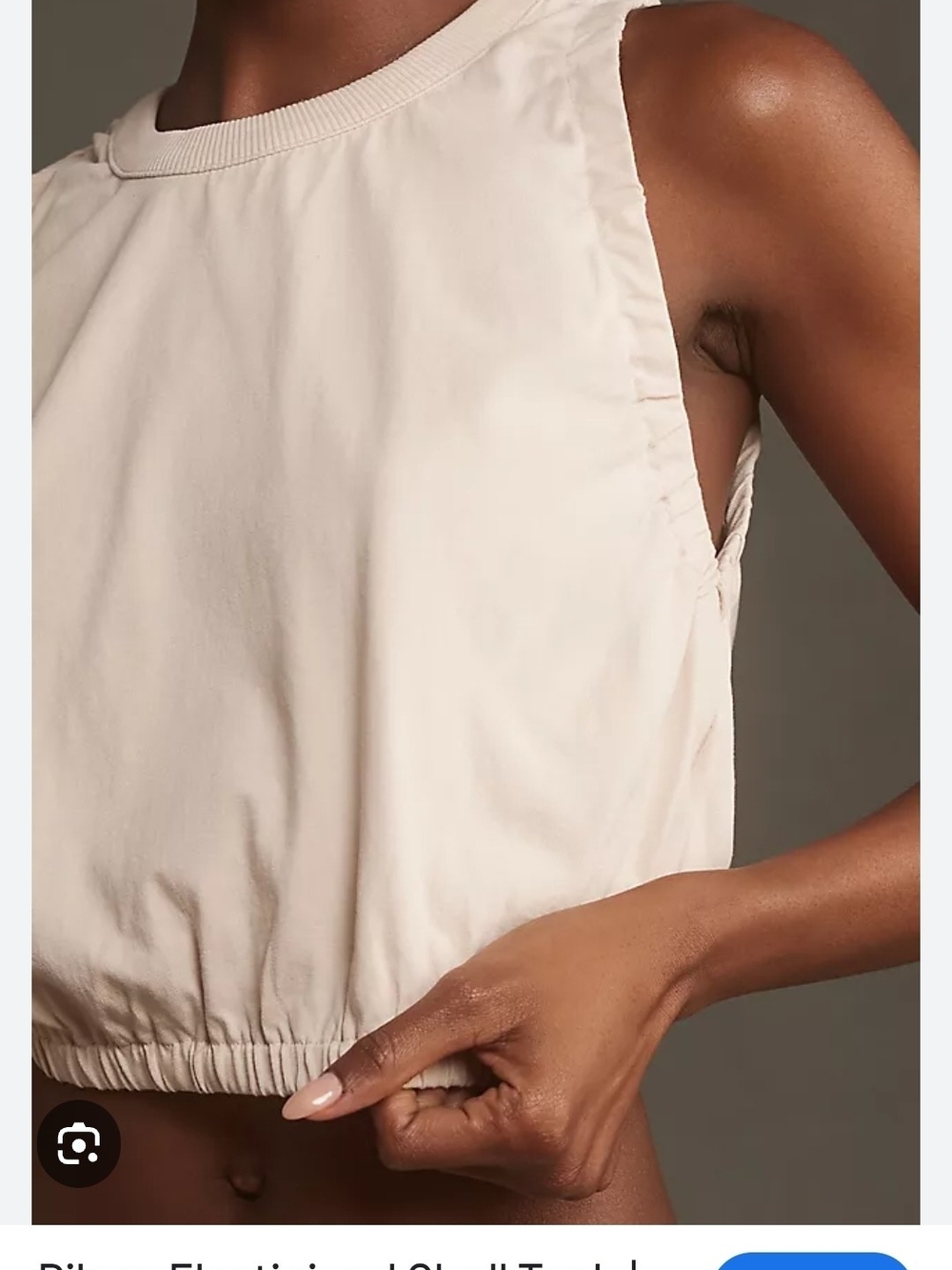 Cream Elastic Hem Sleeveless Tank Top